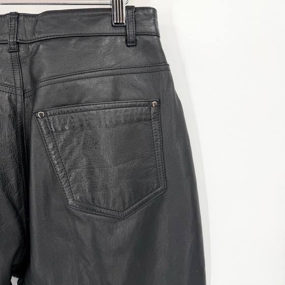 Wilsons Womens 10 Leather Pants VTG 90s Black High Rise Straight Leg Biker Moto - Picture 5 of 9